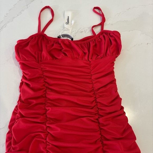 Red Ruched Dress by Rosedress - Picture 5 of 5